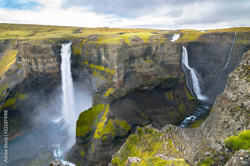 Beautiful landscape of Haifoss waterfall - Iceland