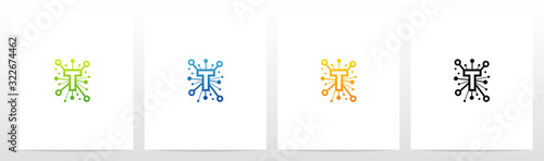  Network Symbol On Letter Logo Design T