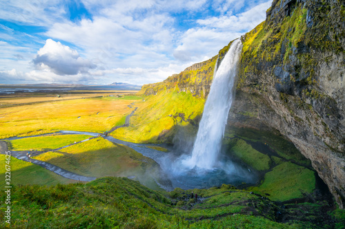 Fototapeta Naklejka Na Ścianę i Meble -  Wonderful landscape from Seljalandsfoss Waterfall - Iceland