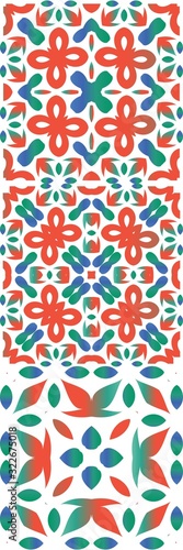 National ornaments in multi colored ceramic tiles.