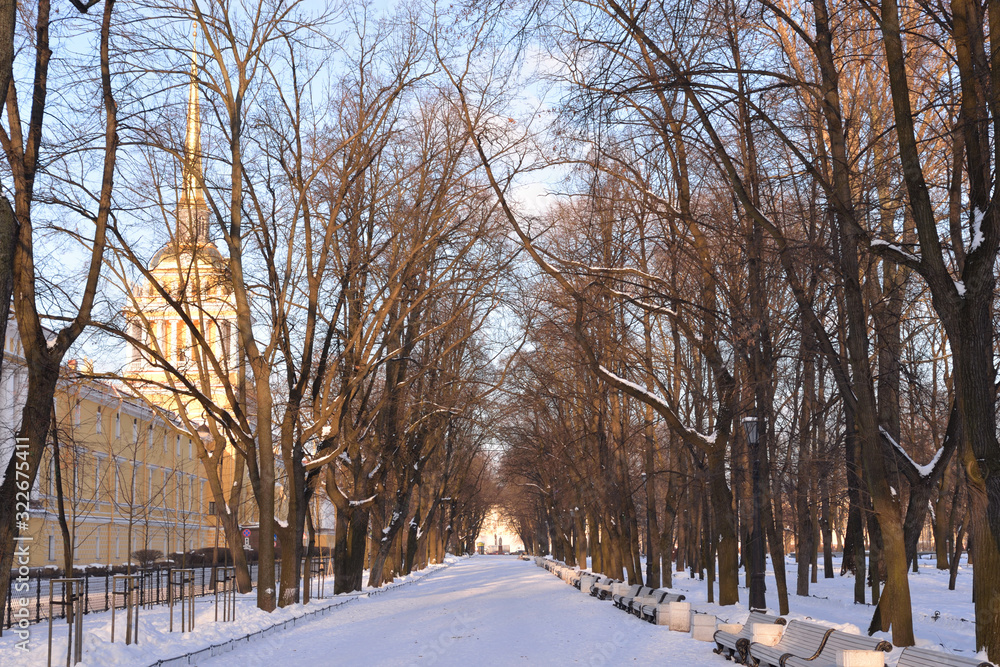 Alley in Alexander Garden in Saint Petersburg.