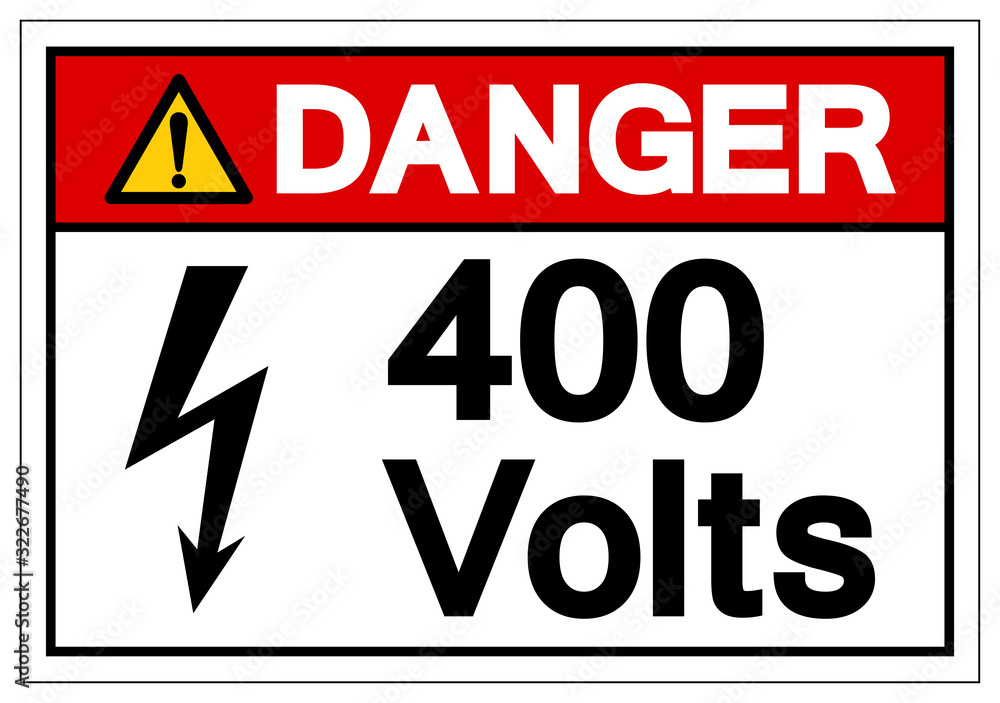 Danger 400 Volts Symbol Sign, Vector Illustration, Isolate On White Background Label .EPS10