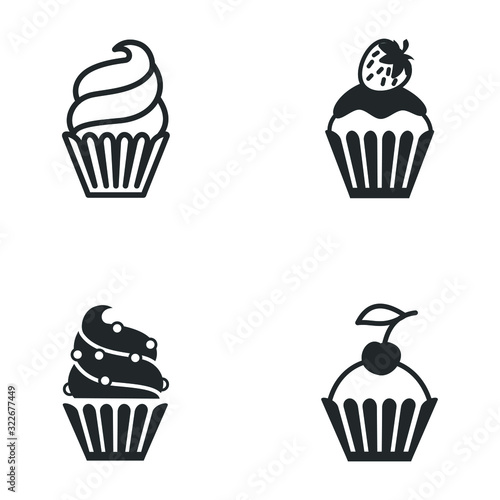 cupcake icon template color editable. cupcake vector sign isolated on white background illustration for graphic and web design.