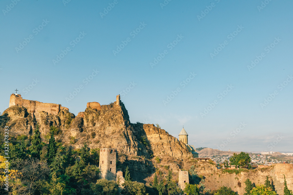 Landscape view of Narikala fortress in Tbilisi, Georgia.