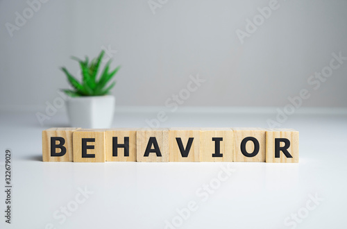 Word BEHAVIOR made with wood building blocks,stock image photo
