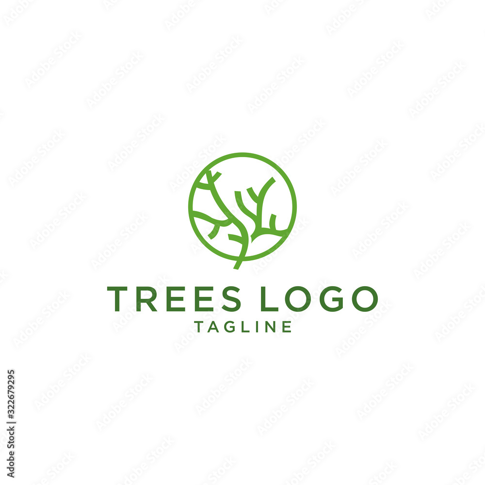 Green tree logo design vector template Linear style. Logotype of the nature of garden plants. Green tree logo design vector template Linear style. Logotype of the nature of garden plants.