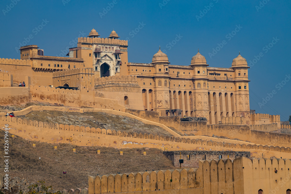 Amer Fort, Jaipur, Rajasthan, India, Amber palace complex. Amber Fort is the principal tourist attraction in the Jaipur.