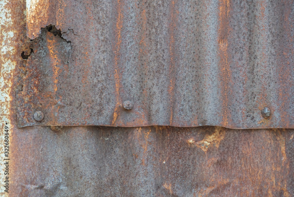 The surface of rusty galvanized steel sheet wall
