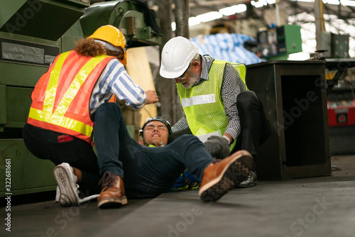 Industrial safety workers working in industrial plants, maintenance, protective equipment, male workers and safety in the workspace.