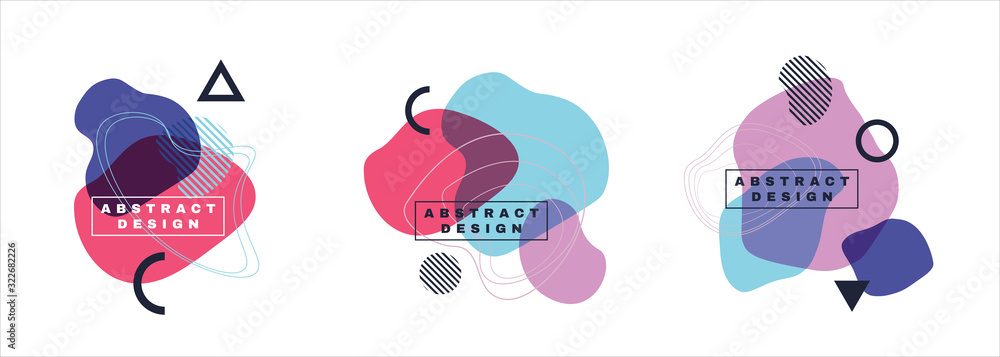 Vector. Abstract set of modern graphic elements. Dynamic colored forms and lines. Gradient avant garde banners with flowing liquid shapes. Template for design of a logo, flyer, poster or presentation. Vector. Abstract set of modern graphic elements. Dynamic colored forms and lines. Gradient avant garde banners with flowing liquid shapes. Template for design of a logo, flyer, poster or presentation.