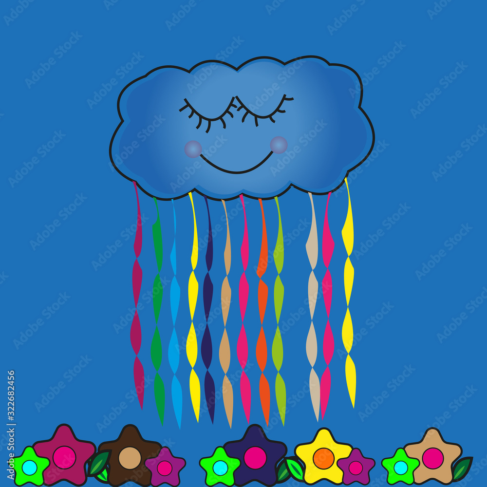 Nube muy colorida con flores