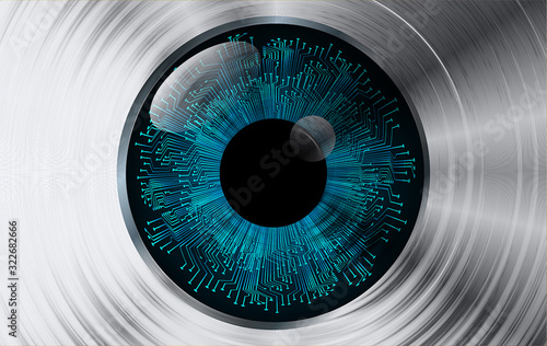 Blue eye cyber circuit future technology concept background