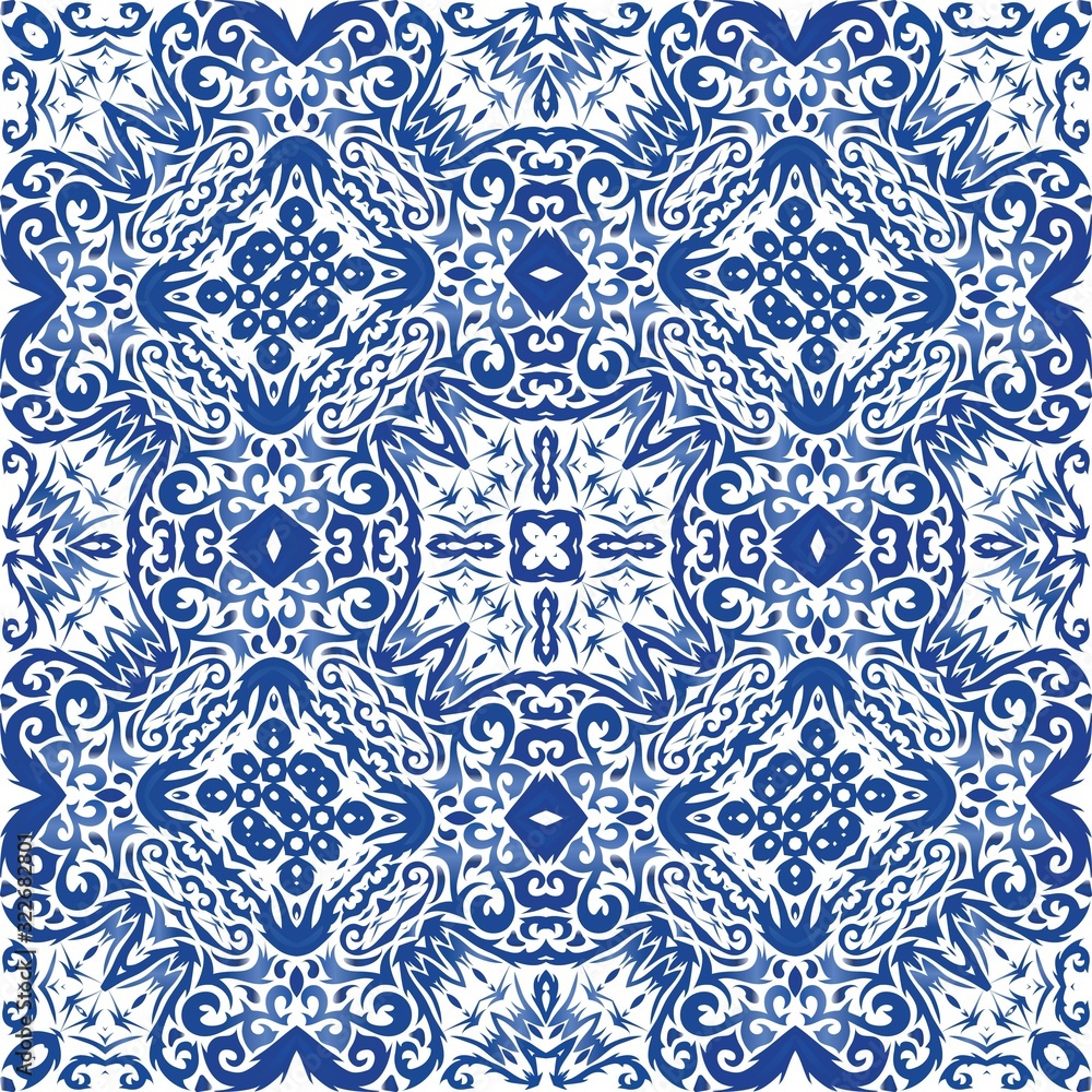 Ornamental azulejo portugal tiles decor.