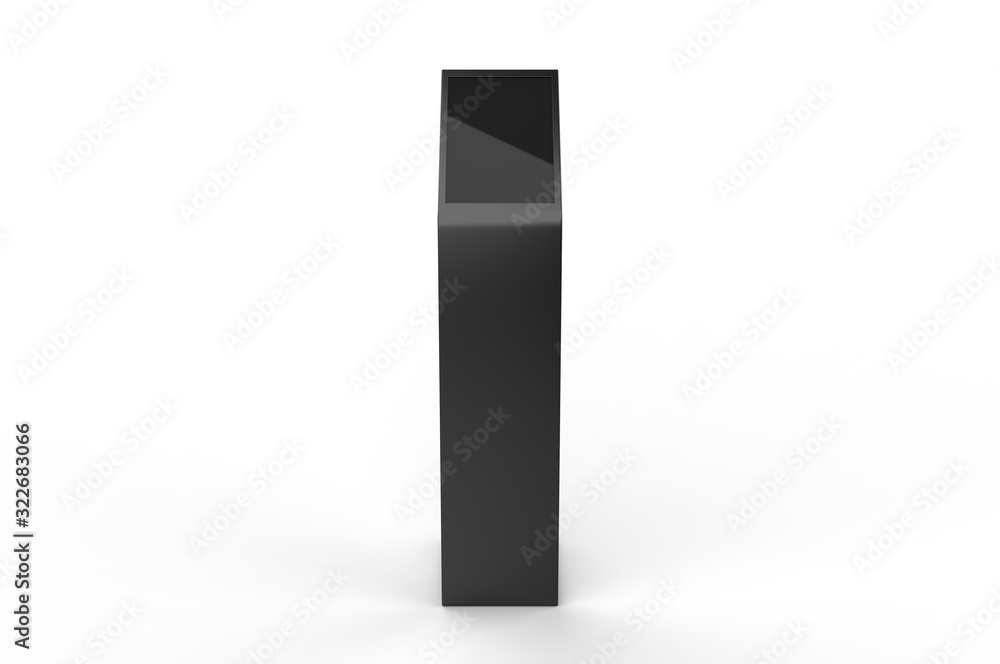 Acrylic Information Show Electronic Display Floor Stand For Branding, 3d render illustration.