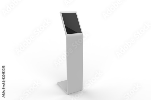 Acrylic Information Show Electronic Display Floor Stand For Branding, 3d render illustration. photo