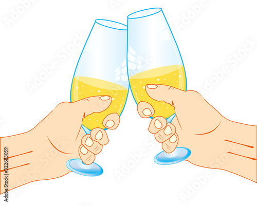 Goblets with champaign in hand of the people