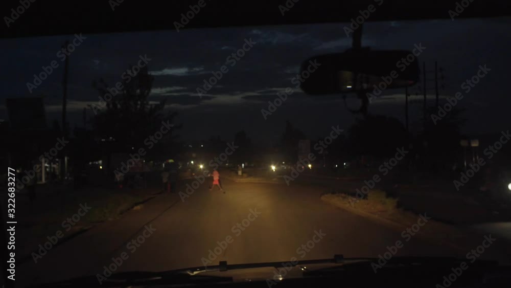 POV night drive on bumpy African roads POV night drive on bumpy African roads