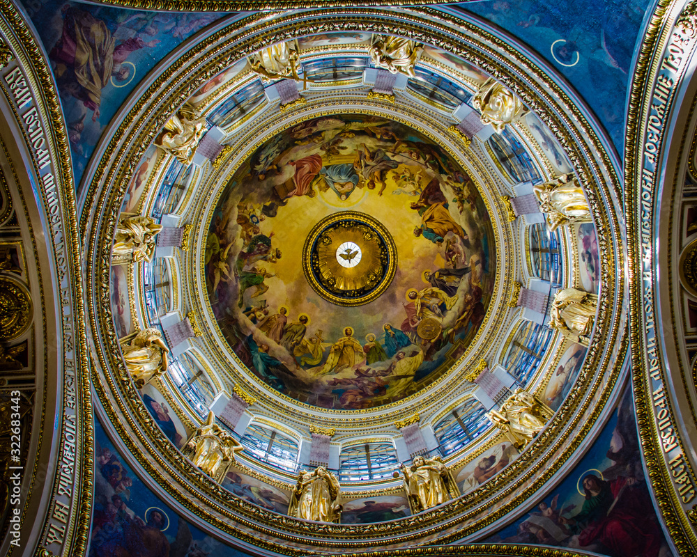 The main dome of St Isaac's Cathedral in St Petersburg, Russia