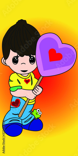 NIÑO CON PALETA DE CORAZON