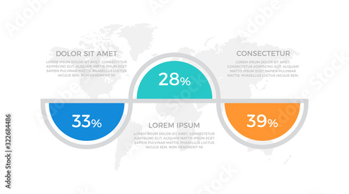 Set of blue  turquoise and orange elements for infographic with world map presentation slides.