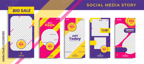 Banners Bundle Kit Set of Social Media Instagram Story. Geometric Stories Sale Banner Background ,Poster, Flyer, Coupon, Layout Composision Gift Card, Smartphone Templates Story editable eps 10 vector photo