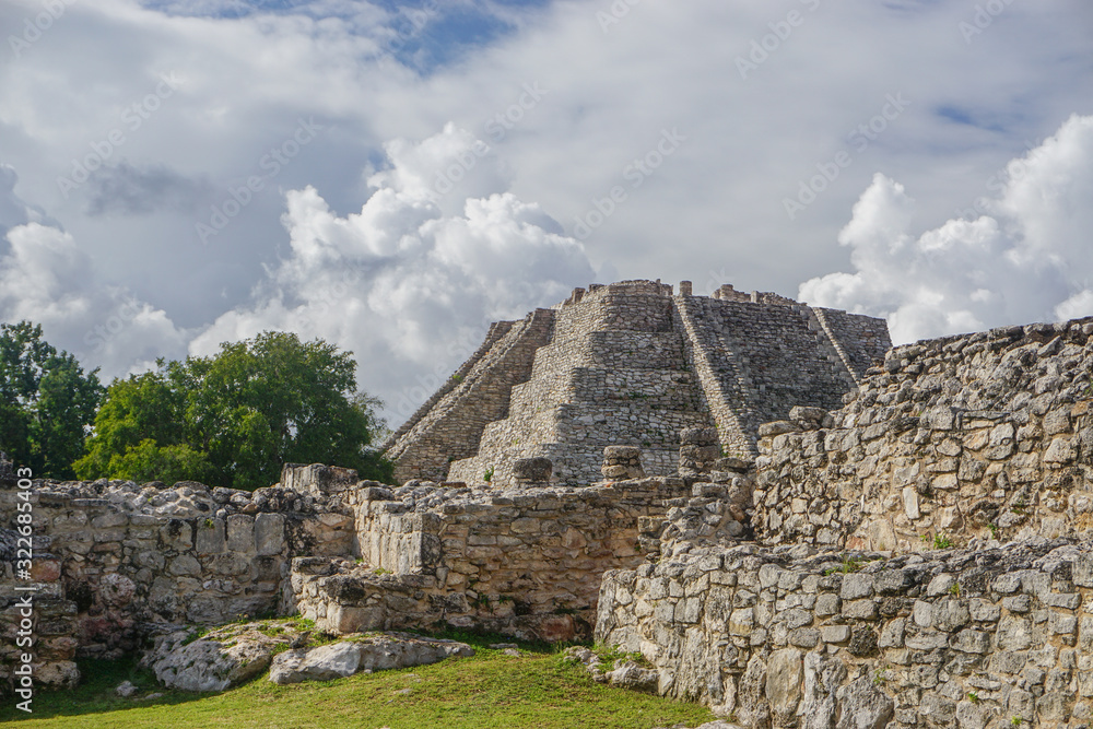 Mayapan, Mexico: The Temple of Kukulcan in Mayapan, the capital of the Maya in the Yucatán from the 1220s until the 1440s.