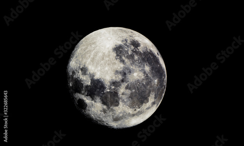 Full moon texture / It is the fifth-largest satellite in the Solar System, and by far the largest among planetary satellites relative to the size of the planet that it orbits.