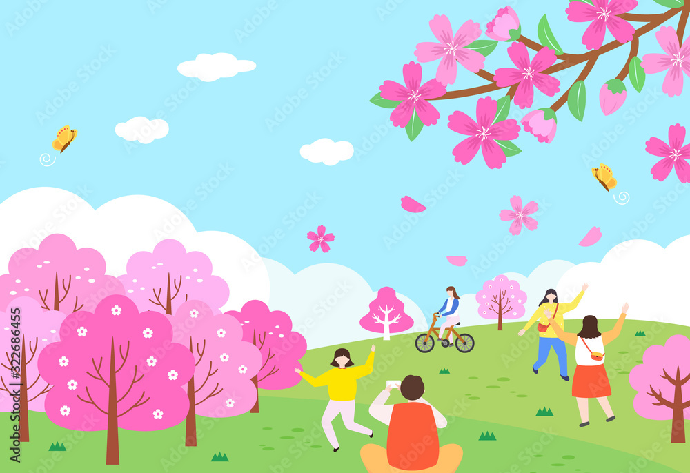 Naklejka premium Ekscytująca kolekcja ilustracji piknik wiosna