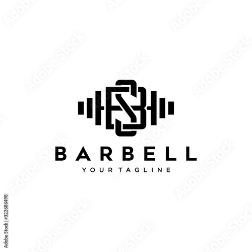 barbell sport logo. vintage and badge concept