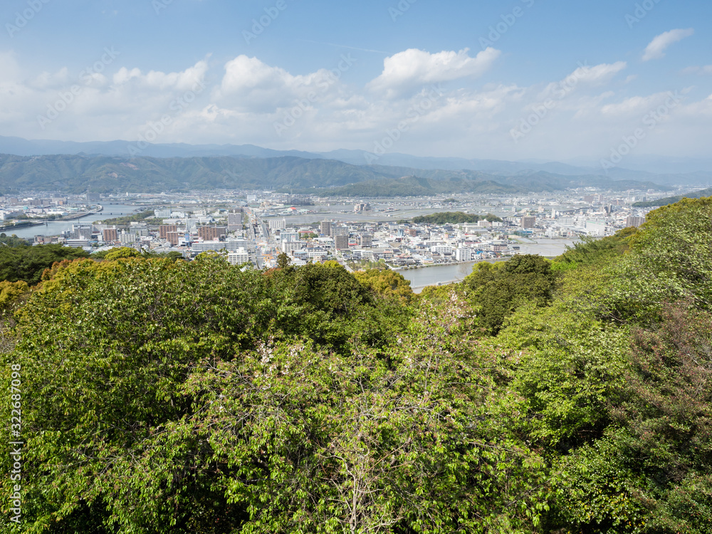 Panoramic view of Kochi city from the top of Mount Godai - Kochi, Japan