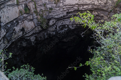 Basement of Las Golondrinas  Hirundo rustica  is a natural abyss located in the town of Aquism  n belonging to the Mexican state of San Luis Potos  