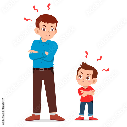 little kid boy get angry with dad