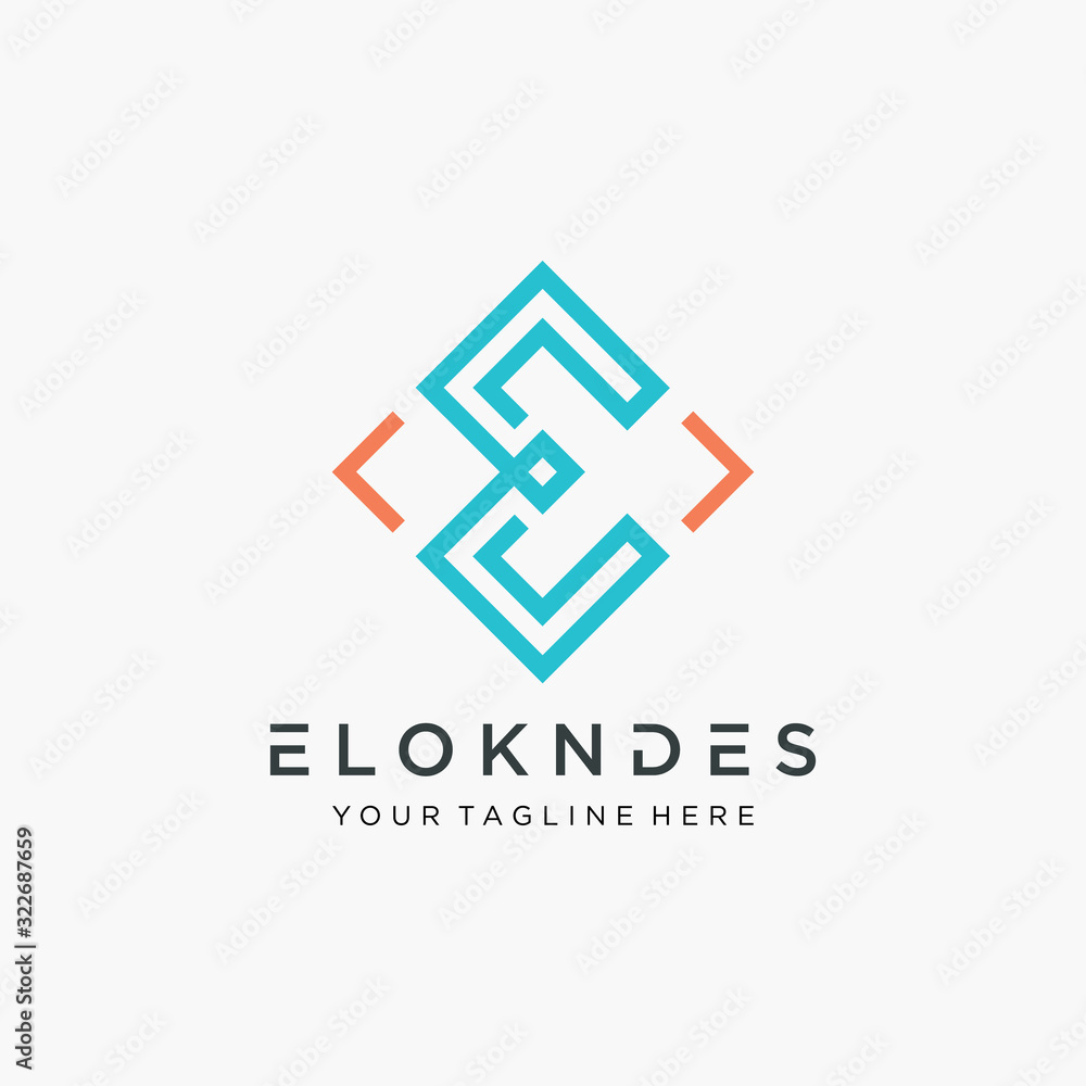 E letter logo design with line concept. Vector design template elements for your application or corporate identity. technology and digital concept. - vector E letter logo design with line concept. Vector design template elements for your application or corporate identity. technology and digital concept. - vector