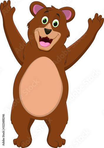illustration of happy bear cartoon waving hand
