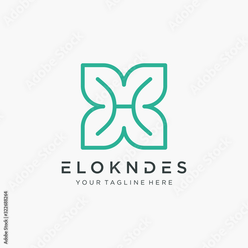 letter H with Flower Petals Logo. Modern abstract linear flower logo template for beauty salon, Cosmetic, Beauty, Spa, Petals design concept. Linear and Natural Flower Design.