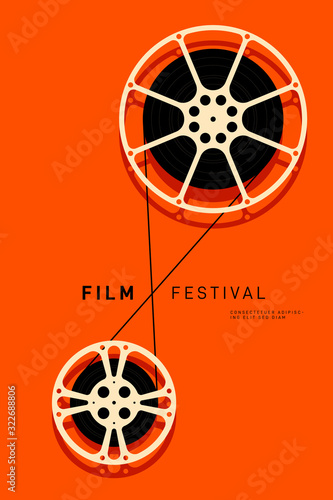 Movie and film poster design template background modern vintage retro style