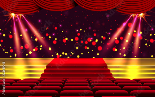 colorful and spotlight on the stage in the hall	