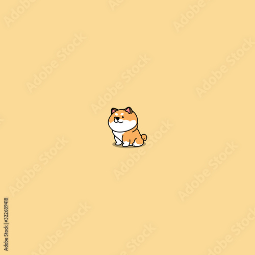 Cute shiba inu dog sitting cartoon icon, vector illustration