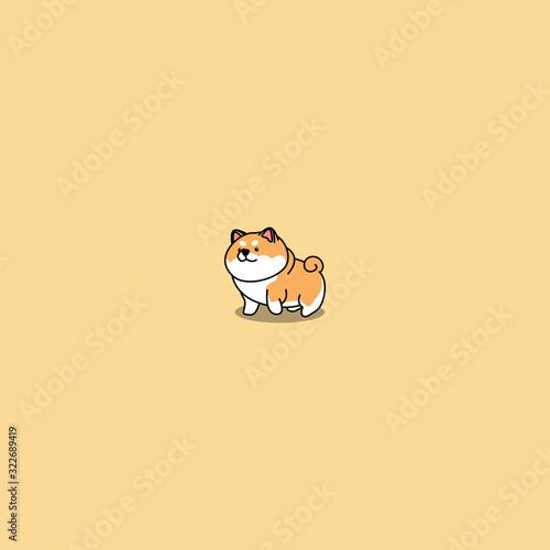 Cute shiba inu dog cartoon icon, vector illustration