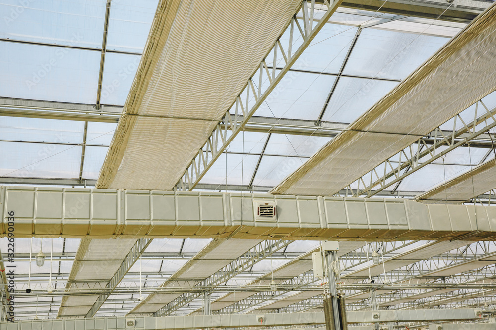 Close-up of steel structure greenhouse structure Close-up of steel structure greenhouse structure