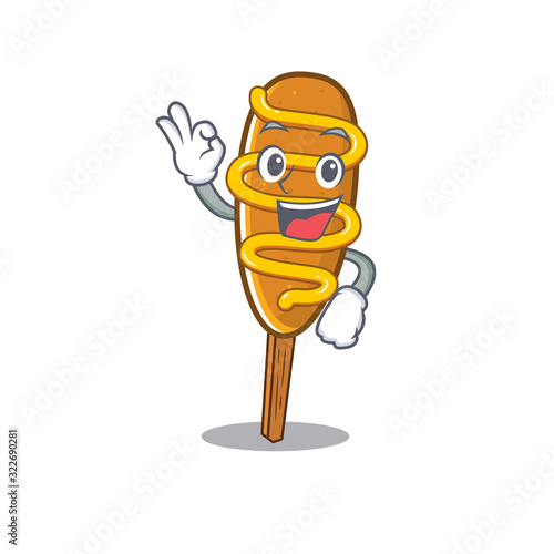 A funny picture of corn dog making an Okay gesture