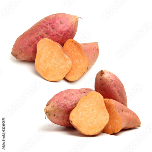 sweet potatoes on the white background