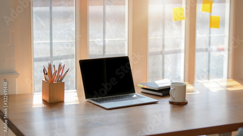 Wallpaper Mural Cropped shot of simple workplace next to window Torontodigital.ca