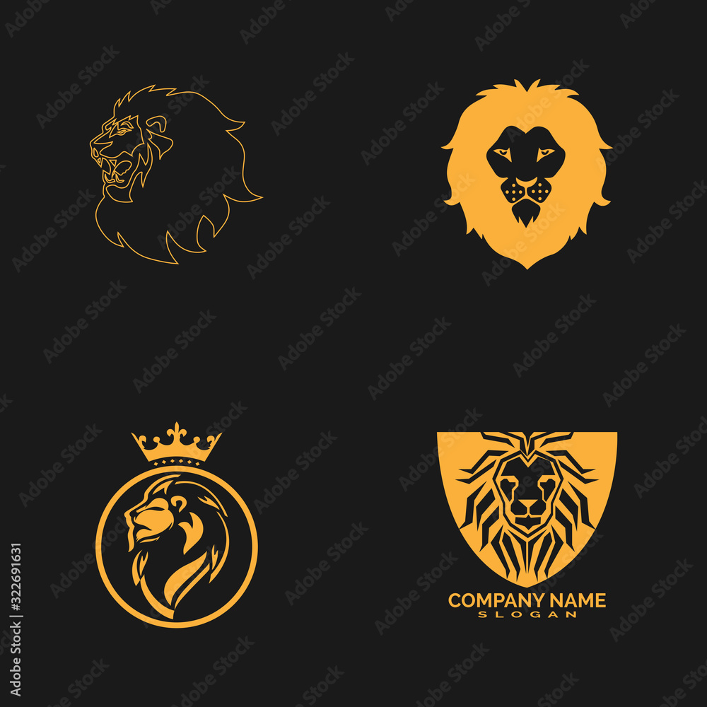 lion head logo template vector icon