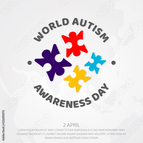 Colorful design World Autism Awareness Day with puzzle graphic © Taawon