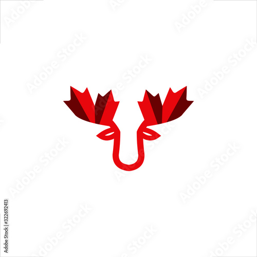 moose logo mascot maple leaf design