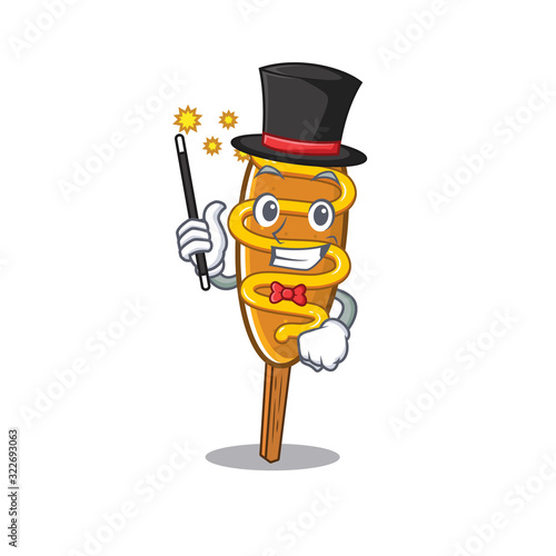 A picture of corn dog performance as a Magician