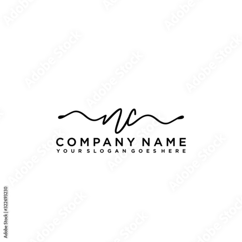 Initial letter NC Signature handwriting Logo Vector
