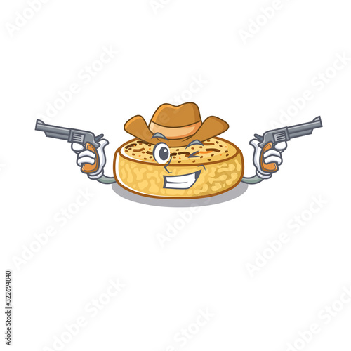 Crumpets Cowboy cartoon in concept having guns