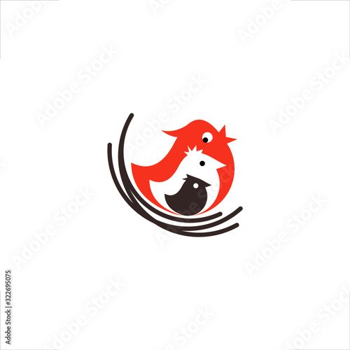  bird nest logo mascot family design
